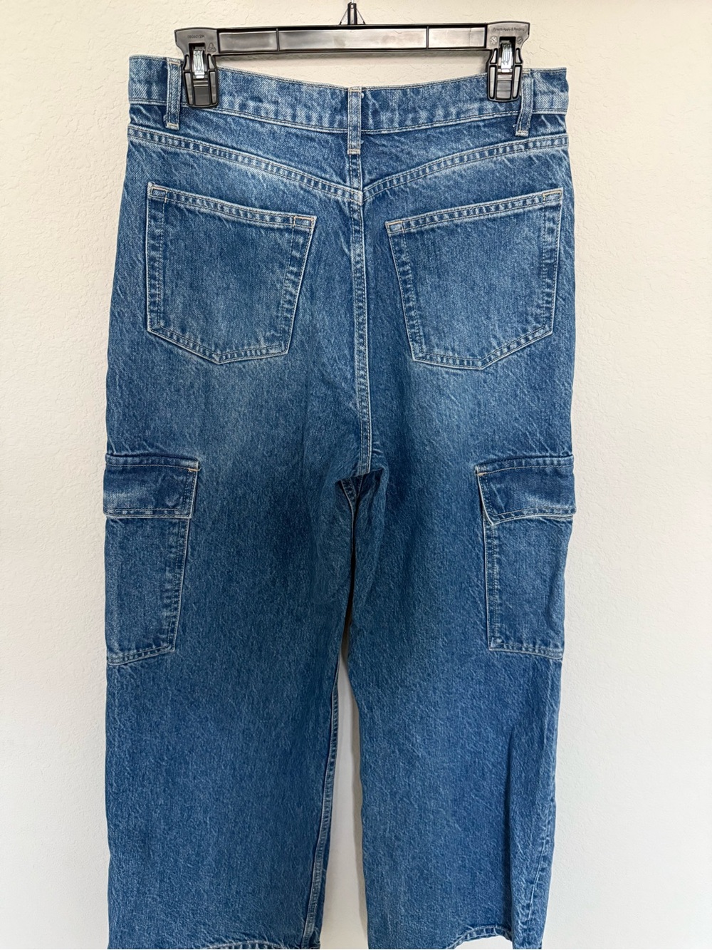 Reformation Cary Cargo High Rise Slouchy Wide Leg Jeans Size 29 Medium Wash - Picture 7 of 10